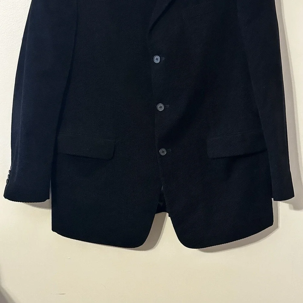 Banana Republic Black Mens Sports‎ Coat Curdoroy Blazer Pockets Size 44R *READ*